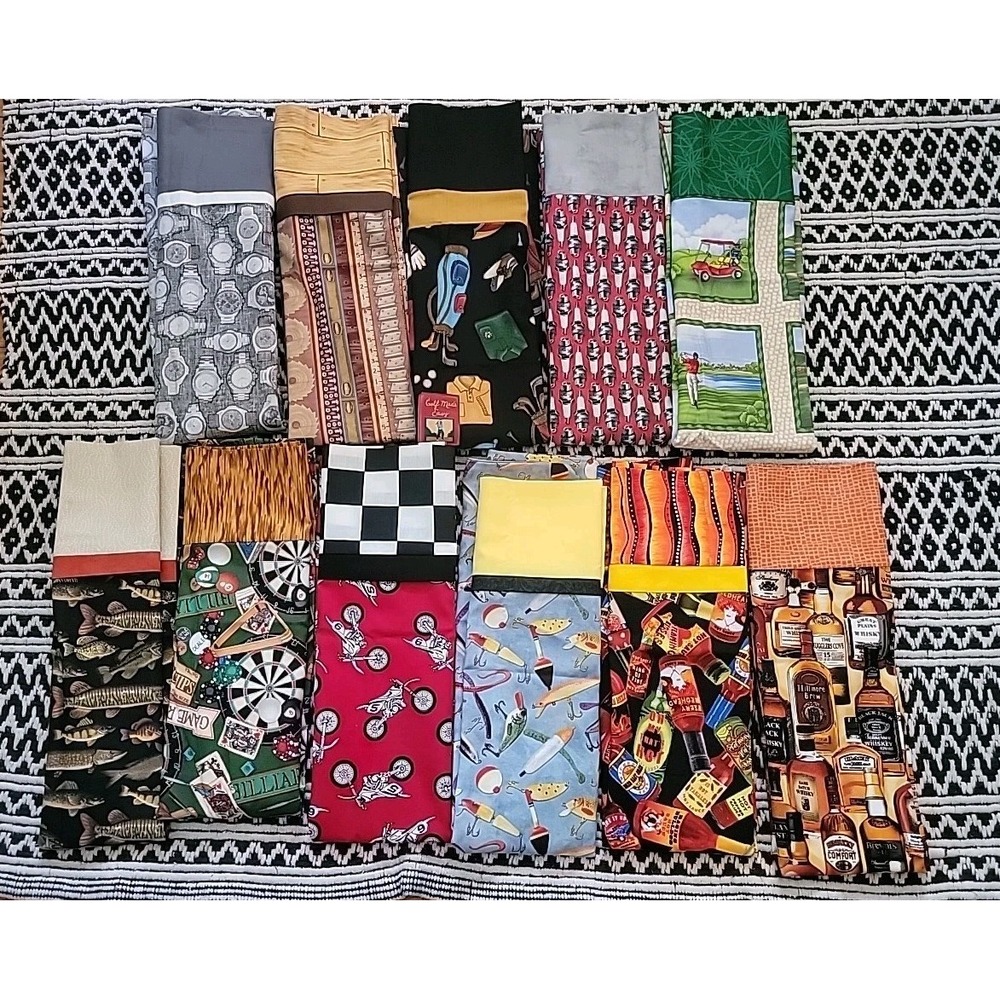 LOT of 11 NEW Handcrafted PILLOW CASES Themes For Men Golf Fishing Etc